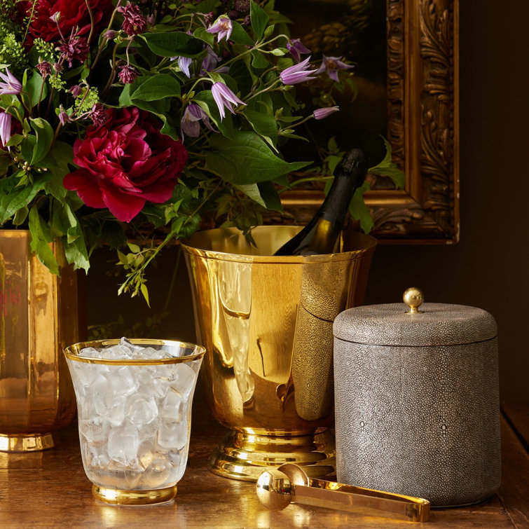Sophia Small Hand-Blown Glass Ice Bucket with Gold Rim