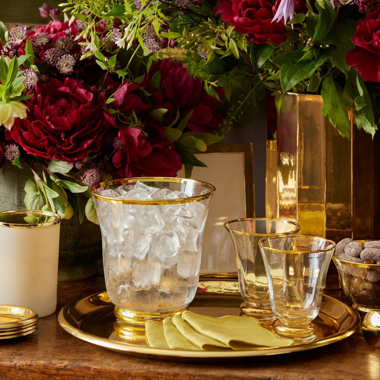 Sophia Small Hand-Blown Glass Ice Bucket with Gold Rim