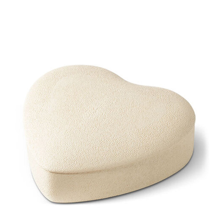 Cream Heart Shagreen and Wood Jewelry Box