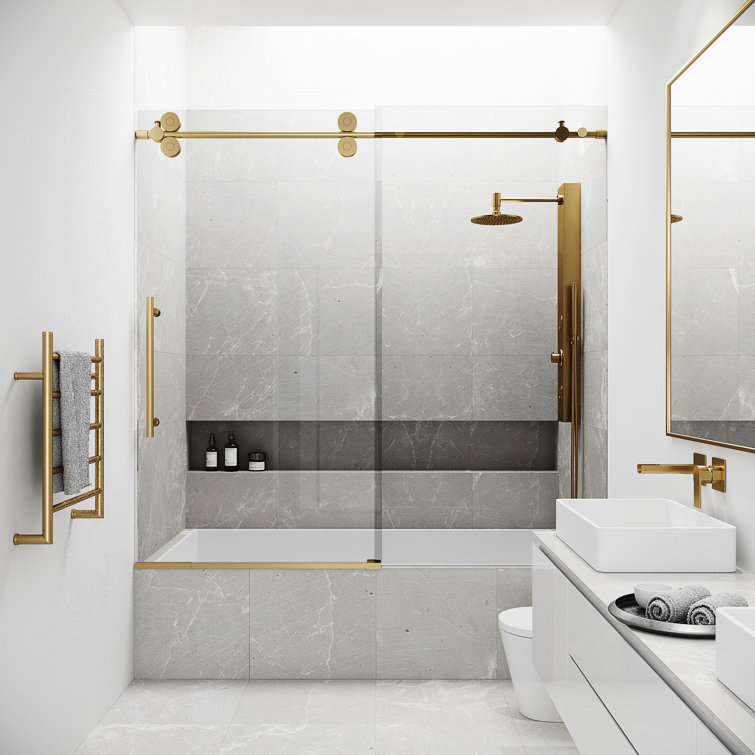 Elan 60" Frameless Tub Door with Matte Gold Finish