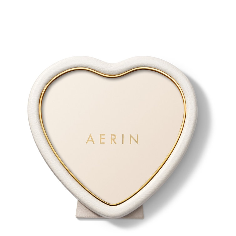 White Heart-Shaped Leather Tabletop Picture Frame