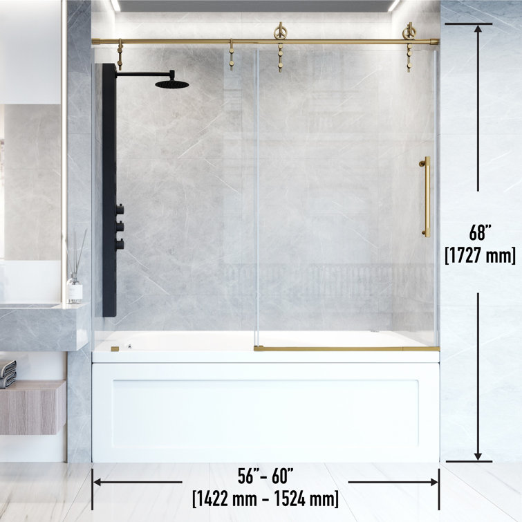 Hamilton Matte Brushed Gold Frameless Sliding Tub Door