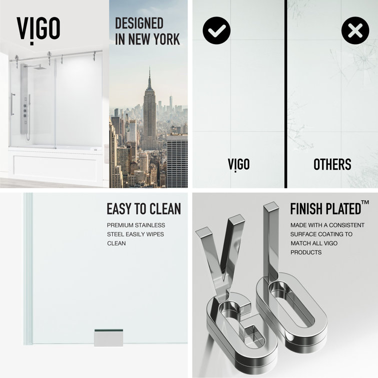 Hamilton 60" Chrome Frameless Sliding Tub Door with Clear Glass
