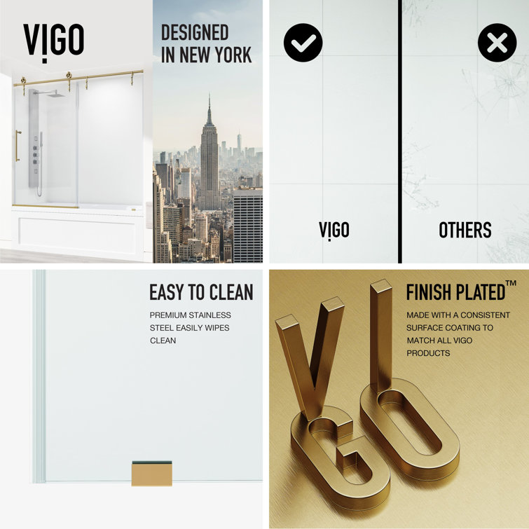 Hamilton Matte Brushed Gold Frameless Sliding Tub Door