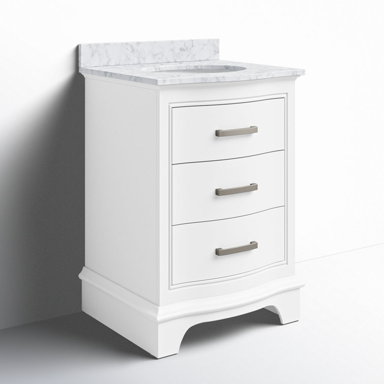 Monroe 24'' White Solid Wood Vanity with Carrara Marble Top