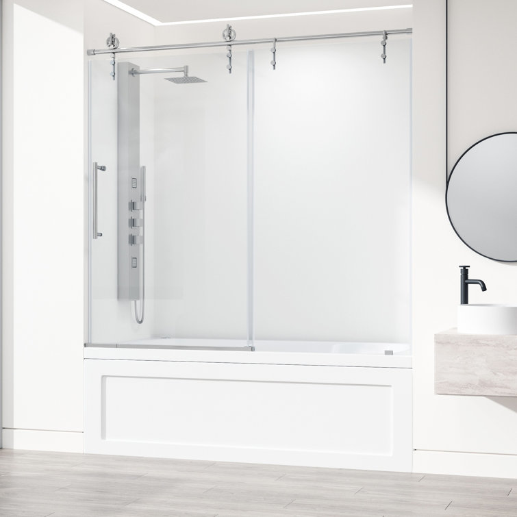 Hamilton 60" Chrome Frameless Sliding Tub Door with Clear Glass