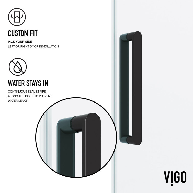 Elan 76" High x 60" Wide Frameless Sliding Shower Door in Matte Black