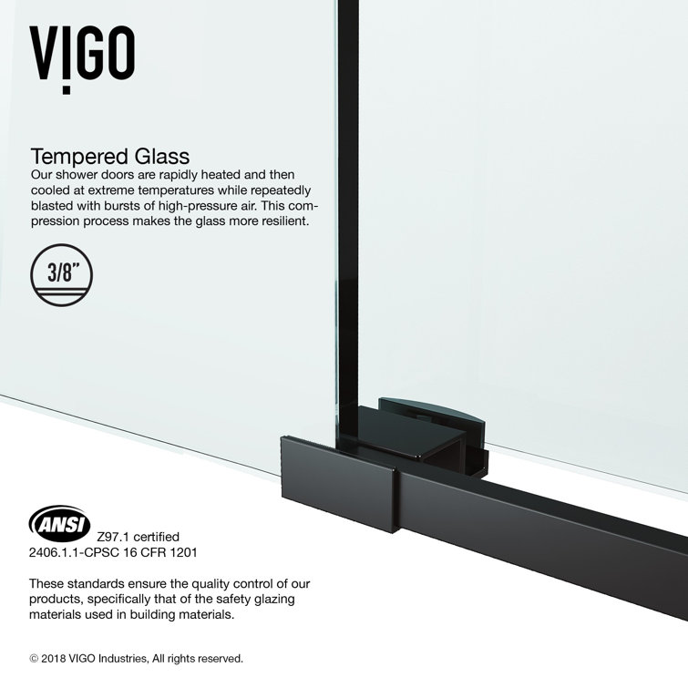 Elan 60" Matte Black Frameless Sliding Tub Door with Clear Glass