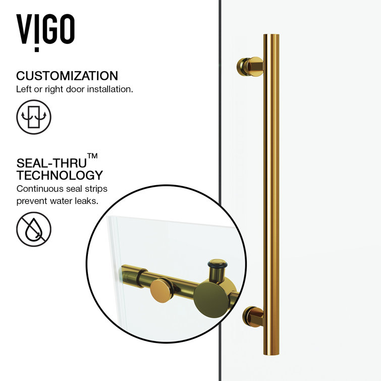 Elan 60" Frameless Tub Door with Matte Gold Finish