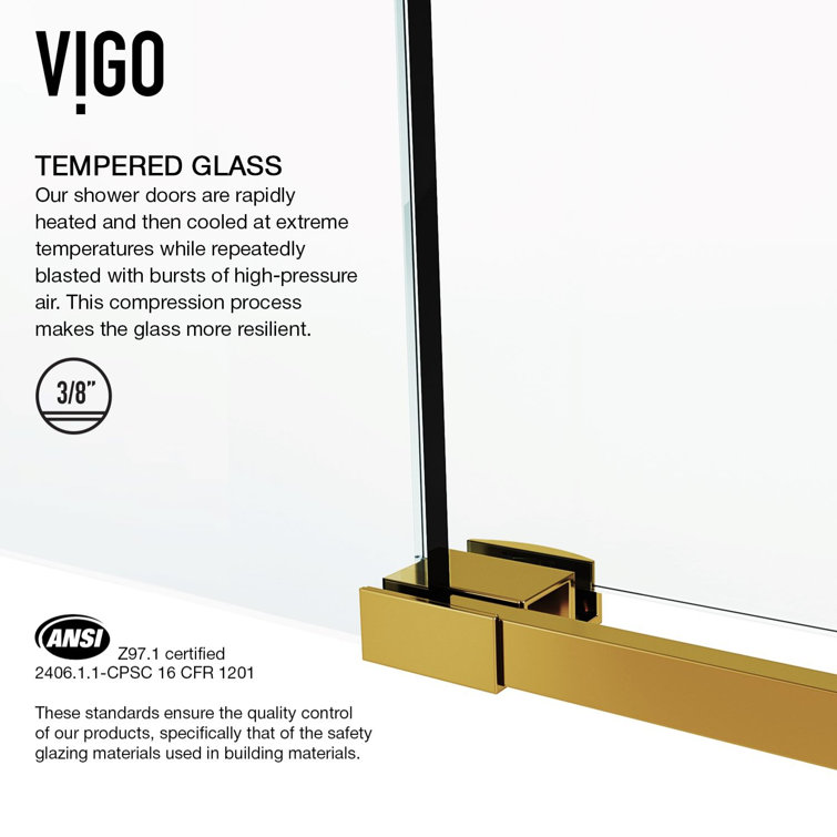 Elan 60" Frameless Tub Door with Matte Gold Finish