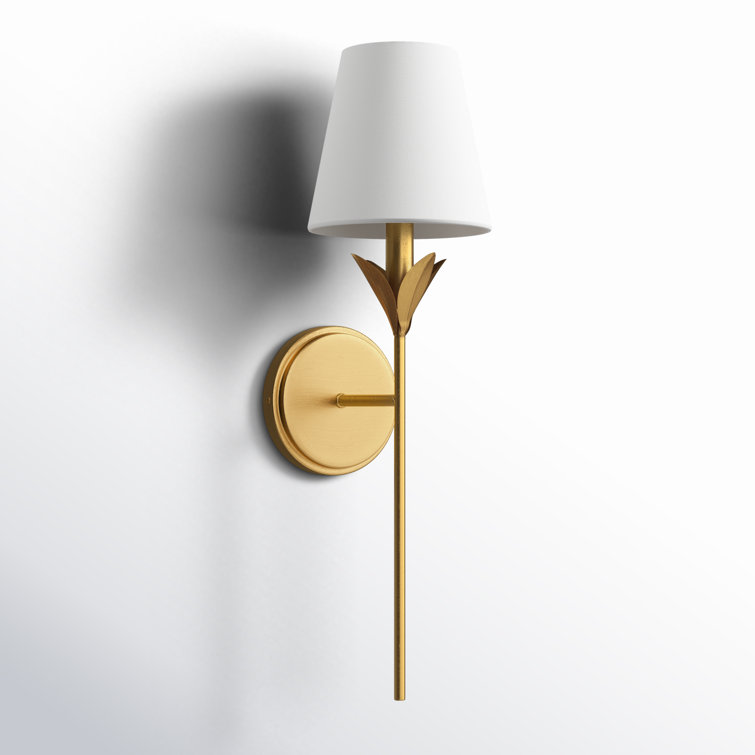 Antique Gold Wrought Iron Dimmable Wall Sconce with White Shade