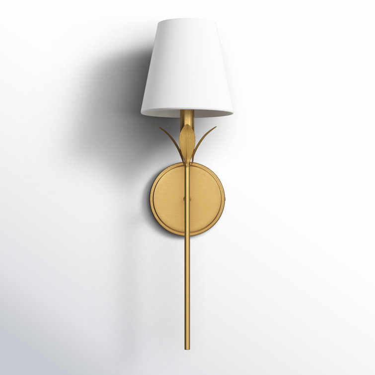 Antique Gold Wrought Iron Dimmable Wall Sconce with White Shade