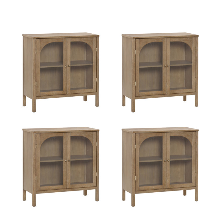 Mason 31'' Light Brown Oak Sideboard with Glass Doors