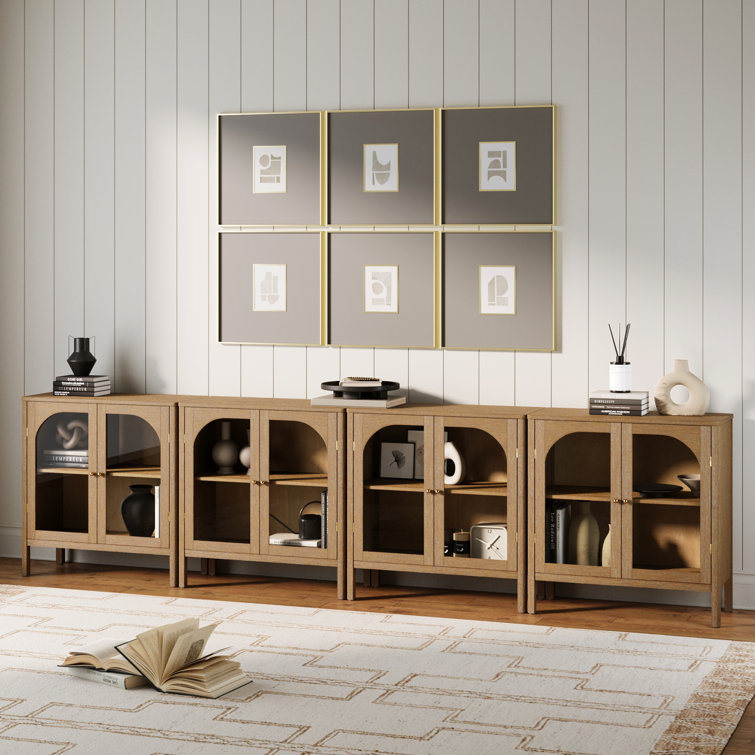 Mason 31'' Light Brown Oak Sideboard with Glass Doors