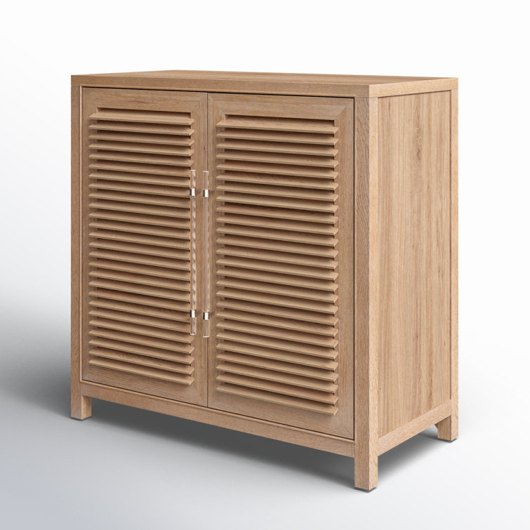Natural Tan Oak Coastal Bar Cabinet with Wine Storage