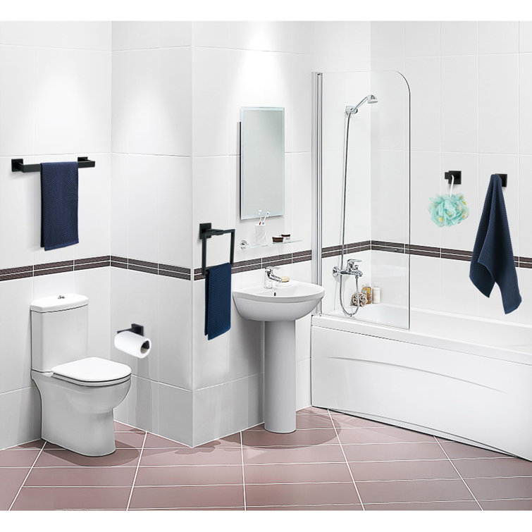 Matte Black Stainless Steel 5-Piece Bathroom Hardware Set