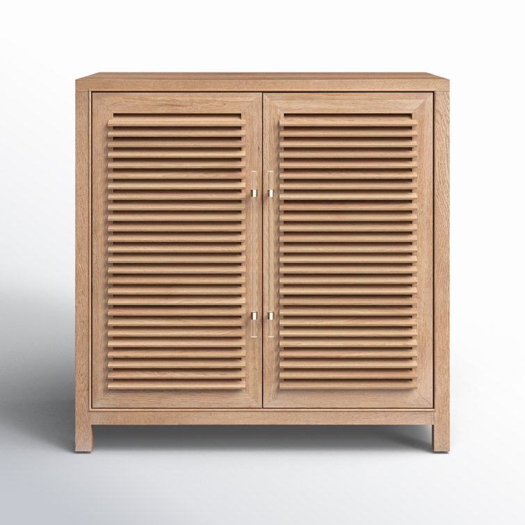 Natural Tan Oak Coastal Bar Cabinet with Wine Storage