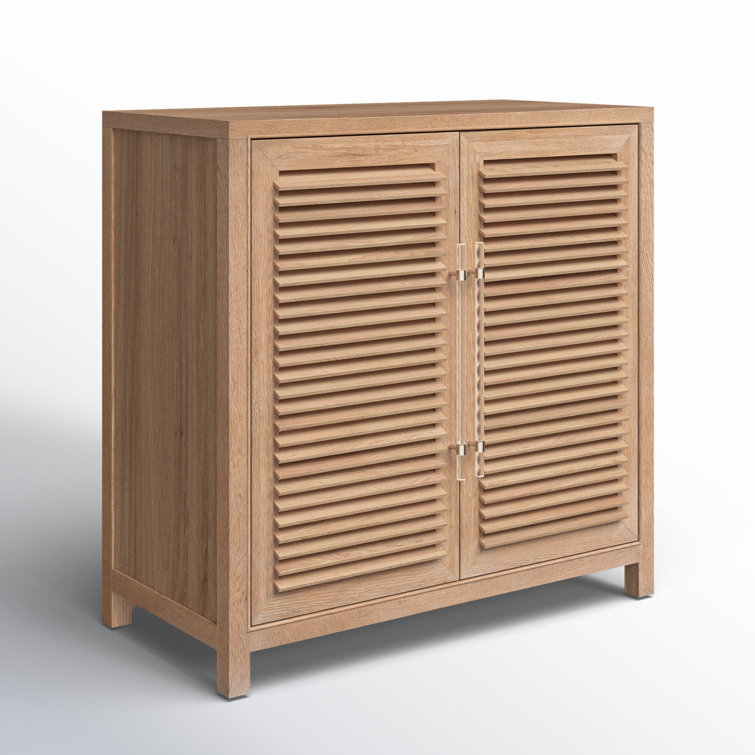 Natural Tan Oak Coastal Bar Cabinet with Wine Storage
