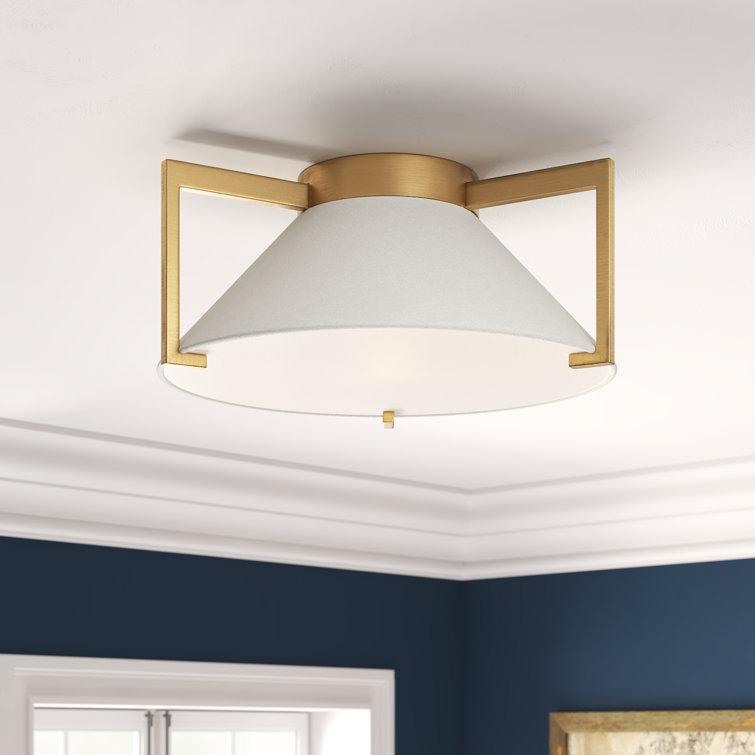 Transitional Brushed Bronze 20" LED Drum Flush Mount with Etched Acrylic