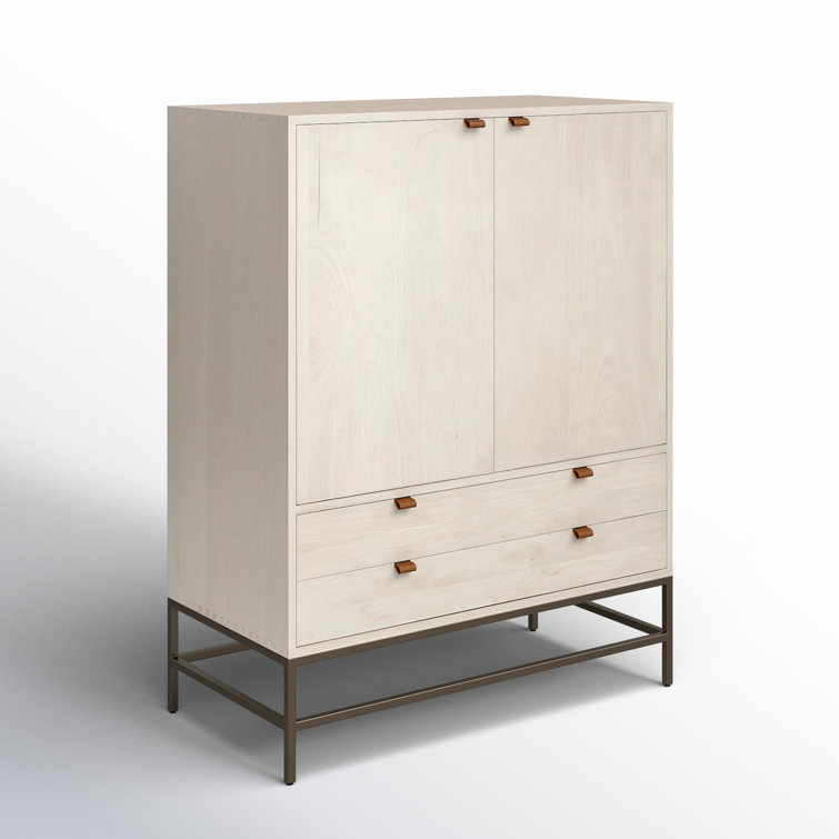 Dove Poplar Solid Wood Storage Cabinet with Metal Legs
