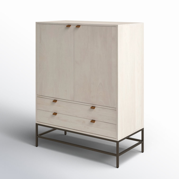 Dove Poplar Solid Wood Storage Cabinet with Metal Legs
