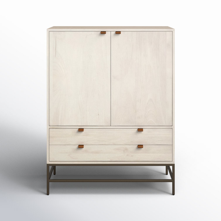 Dove Poplar Solid Wood Storage Cabinet with Metal Legs