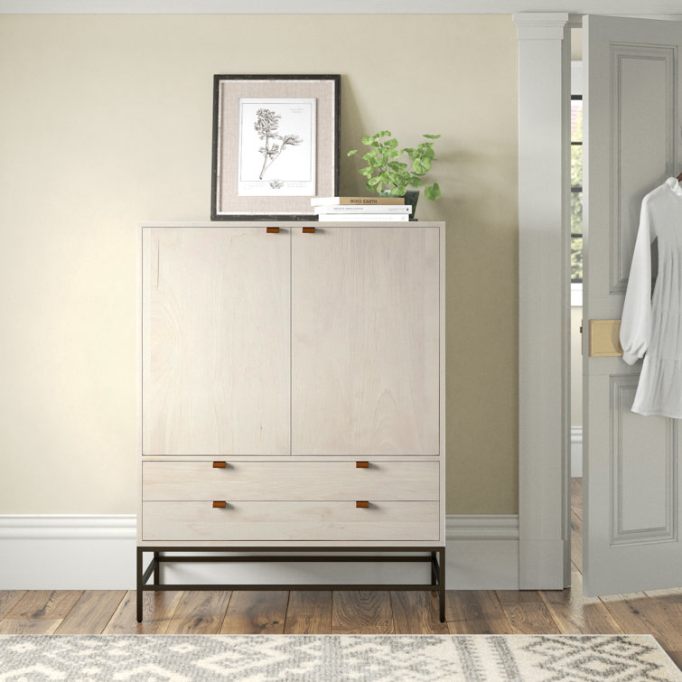 Dove Poplar Solid Wood Storage Cabinet with Metal Legs