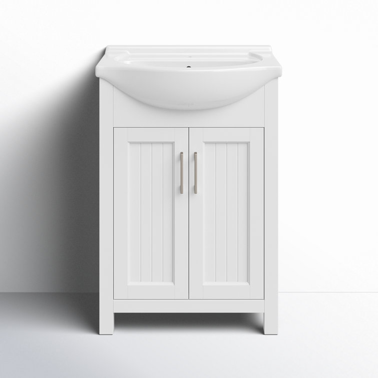 White 24" Single Sink Bathroom Vanity with Porcelain Top