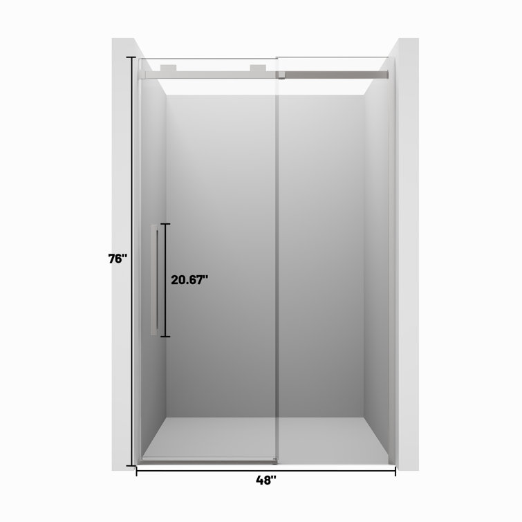 48" x 76" Frameless Brushed Nickel Sliding Shower Door