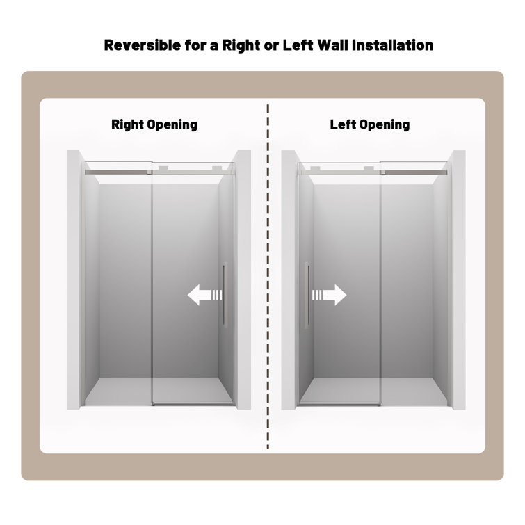 48" x 76" Frameless Brushed Nickel Sliding Shower Door