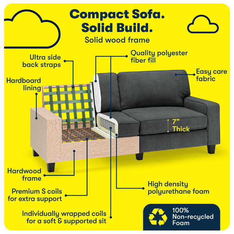 Charcoal Linen 39.5" Reclining Chair with Removable Cushions