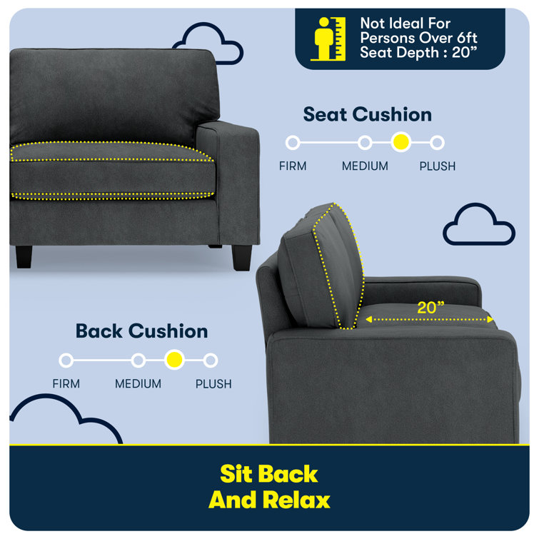 Charcoal Linen 39.5" Reclining Chair with Removable Cushions