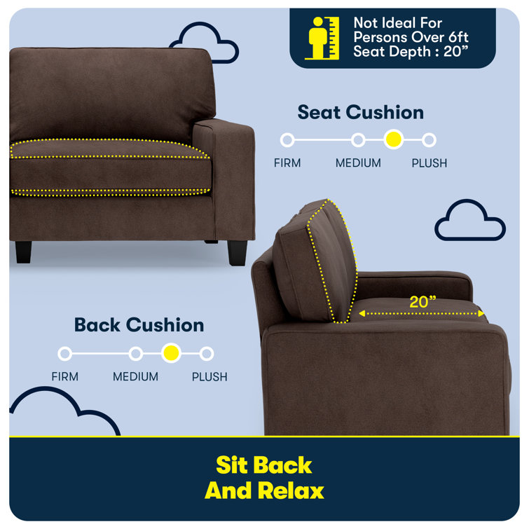Dark Brown Microsuede Track Arm Sofa with Pillow Back