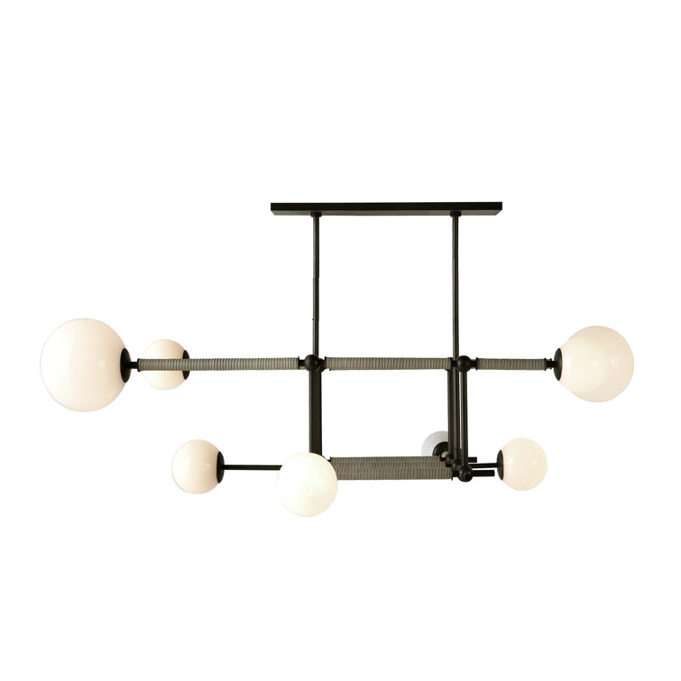Erica 58'' Bronze and Opal Glass Linear Chandelier