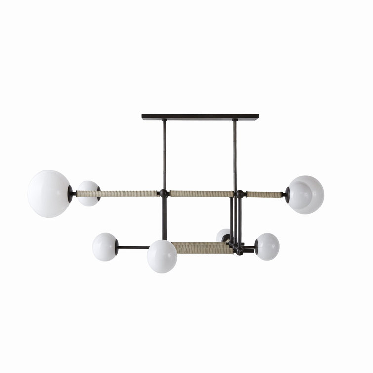 Erica 58'' Bronze and Opal Glass Linear Chandelier