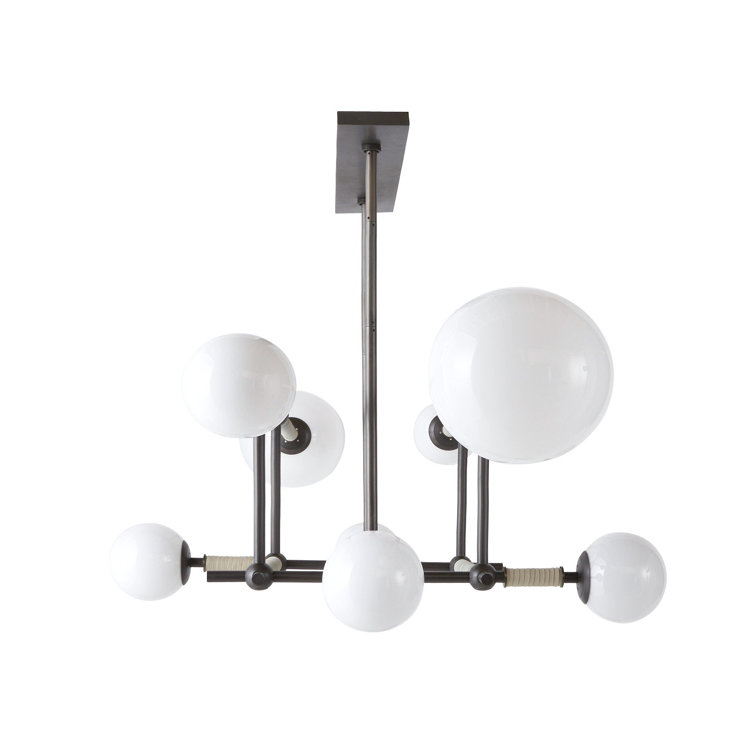 Erica 58'' Bronze and Opal Glass Linear Chandelier