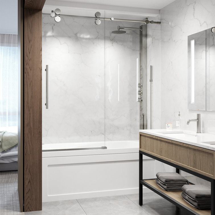 Elan 56-60" Stainless Steel Frameless Sliding Tub Door