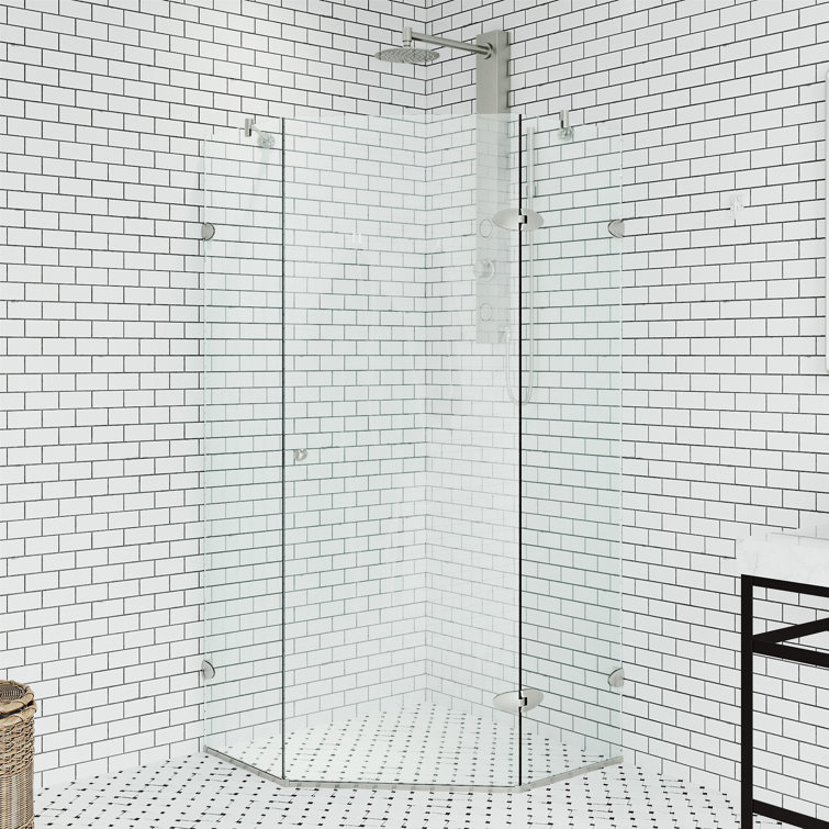 Verona 42" Frameless Neo-Angle Shower Enclosure with Clear Glass