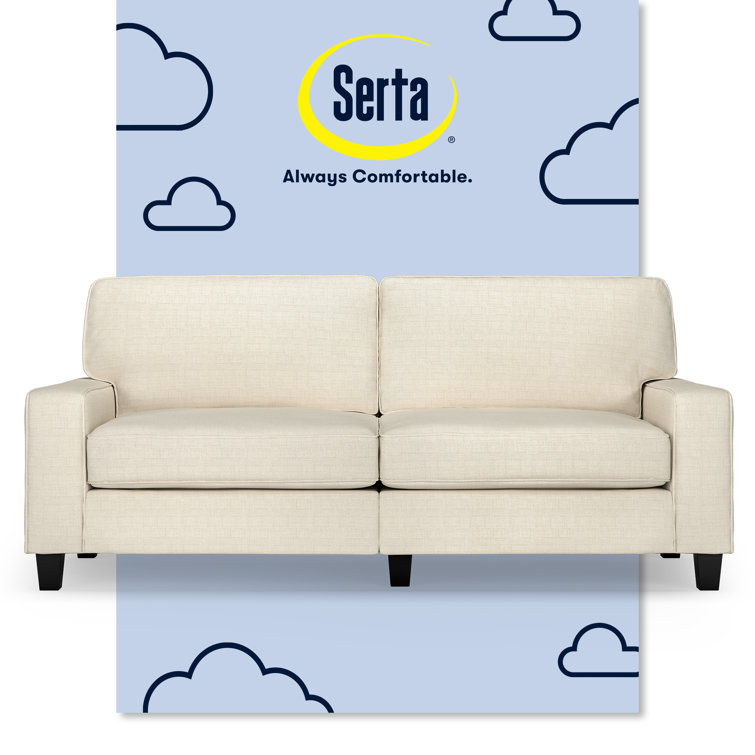 Serta Palisades Light Cream Linen Fabric Sofa with Removable Cushions