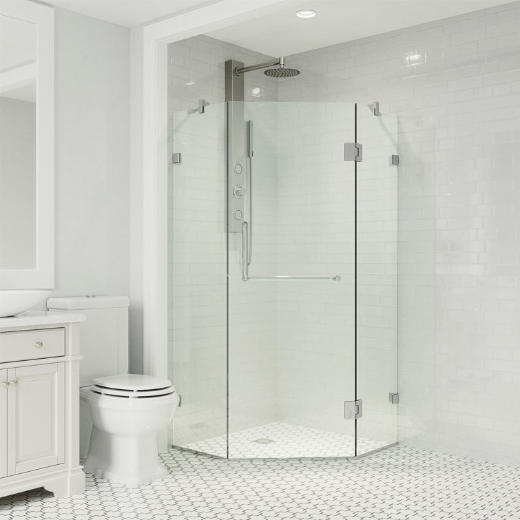 Piedmont Frameless Neo-Angle Shower Enclosure with Clear Glass and Brushed Nickel Hardware