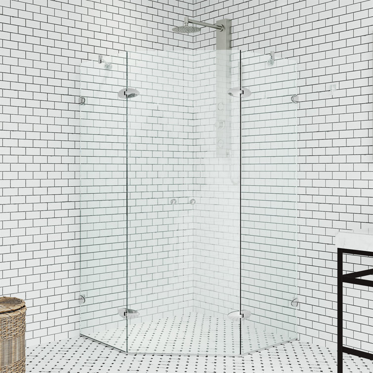 Gemini 47" Brushed Nickel Frameless Neo-Angle Shower Enclosure