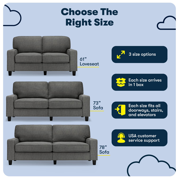 Gray Linen Fabric Sectional with Track Arms and Wood Legs