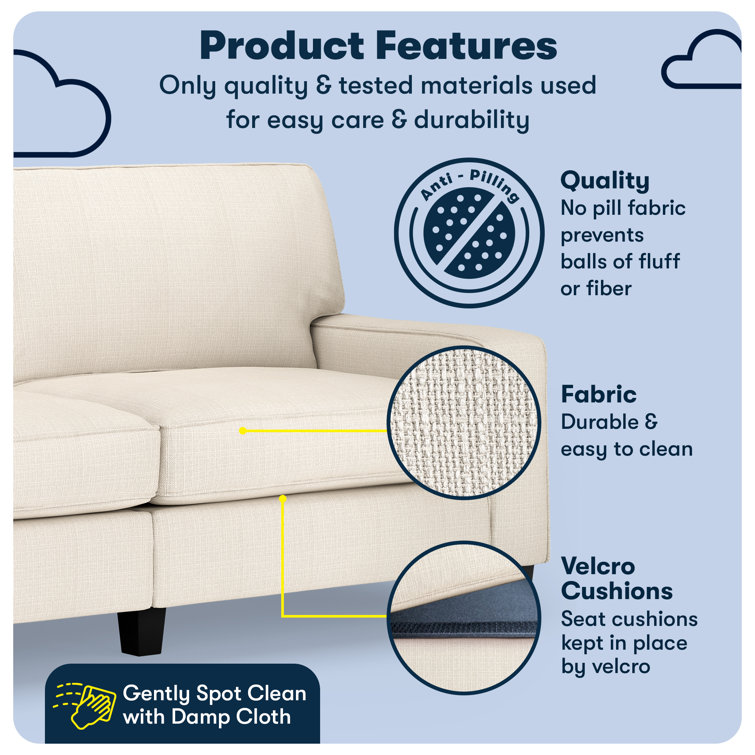 Buckwheat Beige Fabric Track Arm Sofa with Removable Cushions
