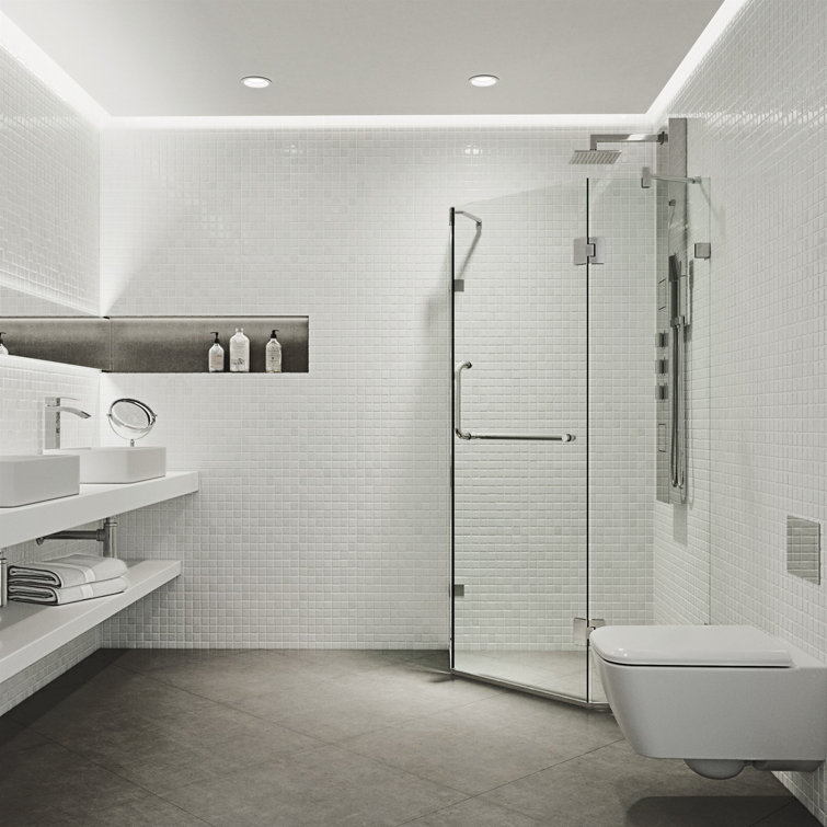 Piedmont Frameless Neo-Angle Shower Enclosure with Clear Glass and Brushed Nickel Hardware