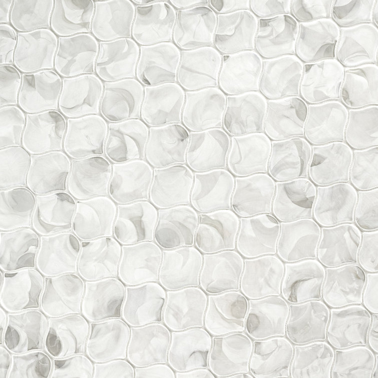 Pearla Arabesque White Glass Mesh Mounted Mosaic Wall Tile
