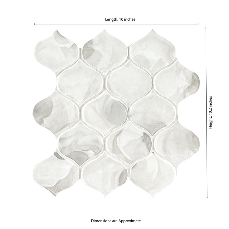 Pearla Arabesque White Glass Mesh Mounted Mosaic Wall Tile