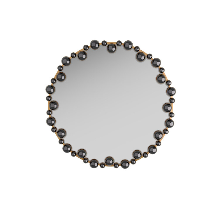 Ornate Round Black and Gold Iron Framed Mirror