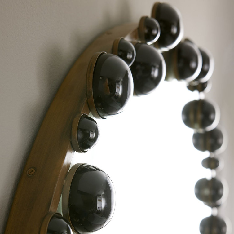 Ornate Round Black and Gold Iron Framed Mirror