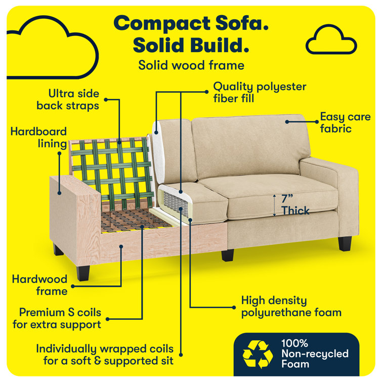 Compact Beige Microfiber Sleeper Sofa with Removable Cushions