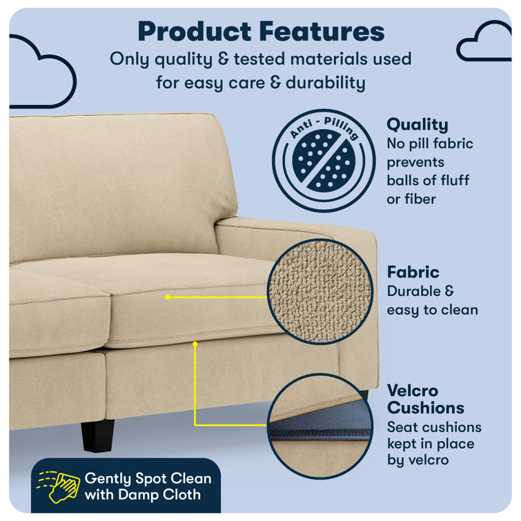 Compact Beige Microfiber Sleeper Sofa with Removable Cushions